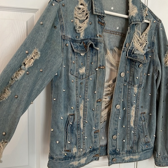 Studded, distressed denim jacket - Picture 4 of 4